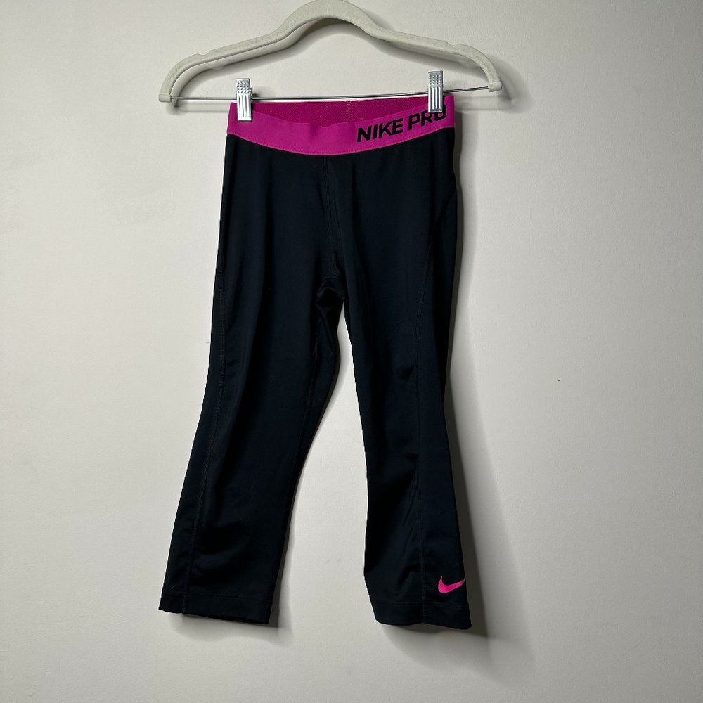 Nike Pro Combat Dri-Fit Compression Crop Leggings Black/Pink Size XS